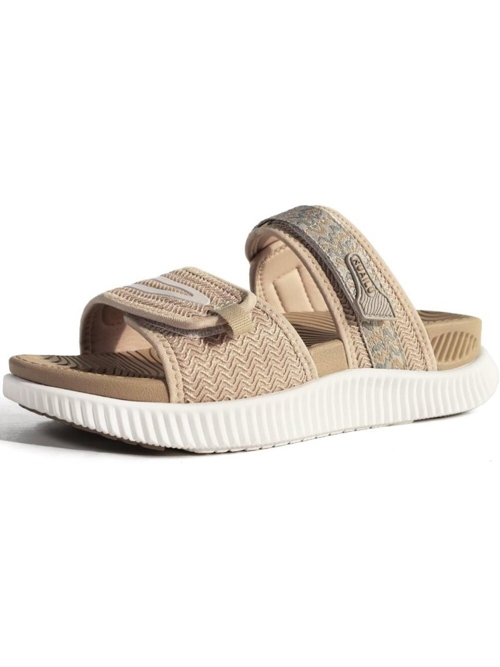 Women's Beige Athletic Thick Cushion  Recovery Adjustable Strap Walking Sandals
